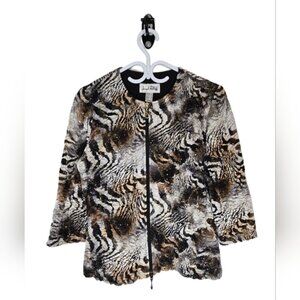Vtg Joseph Ribkoff Designer Animal Print Edgy Size 10 Glitter 90s Jacket